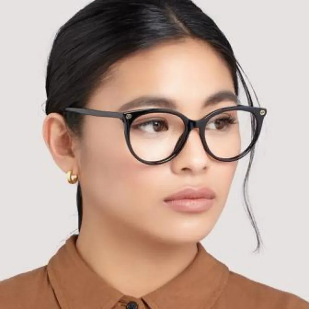 NEW Gucci GG0093O 001 Black Oval Logo Women Eyeglasses